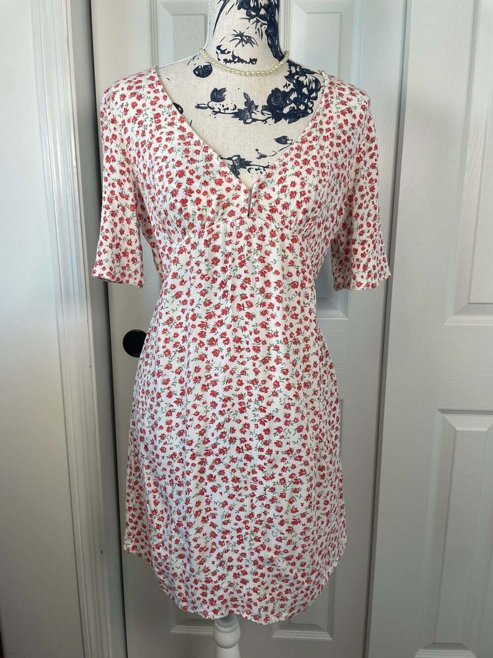 Billabong Last Dance Floral V-Neck Mini Dress Sz S
